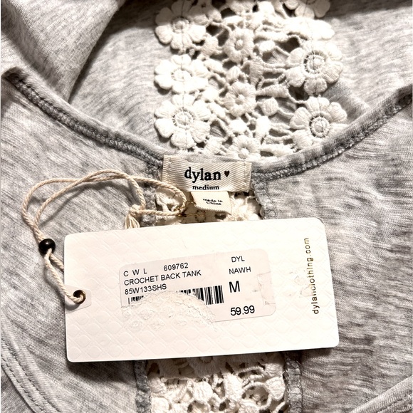 Dylan Grey tank top with floral crochet round neck Dylan Medium NWT - Picture 2 of 13